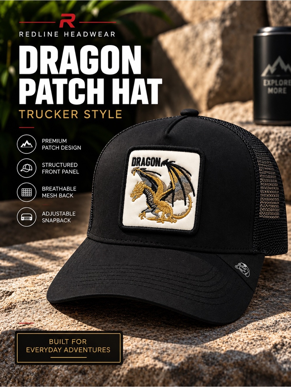 Trucker Hat Black Snapback Cap Men - Women Adjustable Embroidered hat